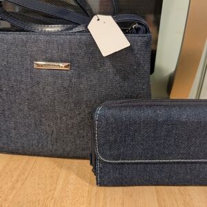 Guess Dark Blue Denim Shoulder Bag Set